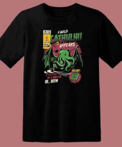 A Wild Cathulhu Appears Funny 80s T Shirt Style