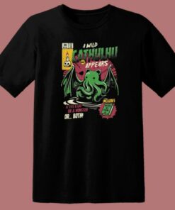 A Wild Cathulhu Appears Funny 80s T Shirt Style