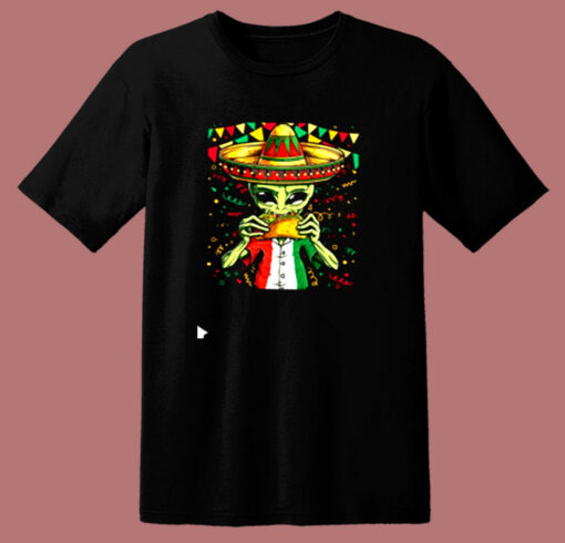 Alien Eating Taco 80s T Shirt