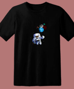 Astro Cat With Planet Balloons 80s T Shirt 1