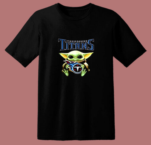 Baby Yoda Hug Tennessee Titans 80s T Shirt
