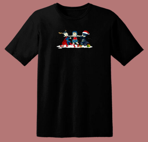 Batman Superman Wonder Woman Christmas 80s T Shirt