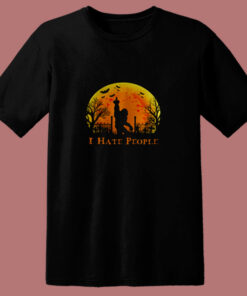 Bigfoot Holloween I Hate People Sunset 80s T Shirt