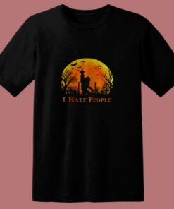 Bigfoot Holloween I Hate People Sunset 80s T Shirt