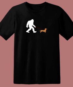 Bigfoot Walking A Daschund 80s T Shirt
