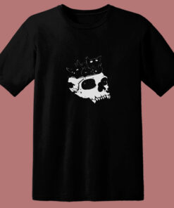 Black Cats In Skull 80s T Shirt