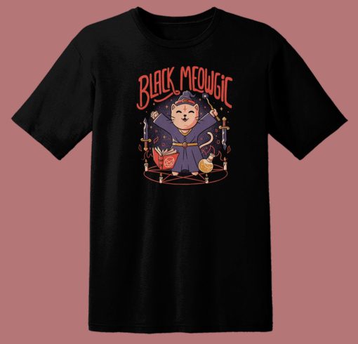 Black Meowgic Cute Evil 80s T Shirt Style