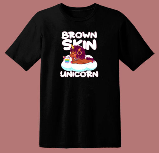 Brown Skin Girl Melanin Unicorn 80s T Shirt