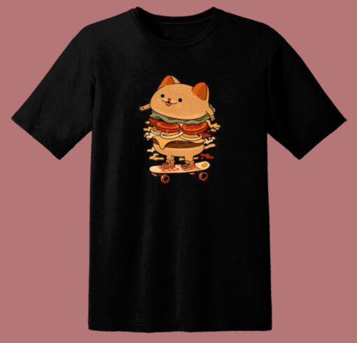 Burger Cat Is Skater T Shirt Style