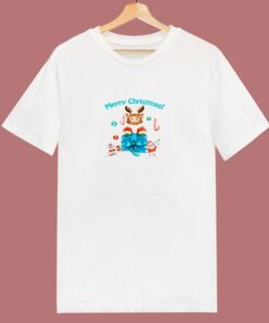 Cat And Mice Delivering Christmas 80s T Shirt 2