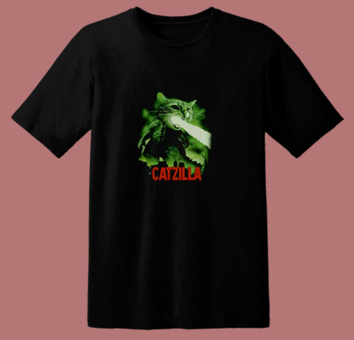 Catzilla Funny Cat Parody 80s T Shirt