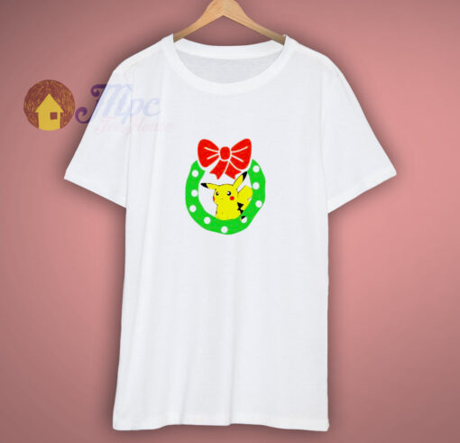 Christmas Pikachu With Wreath T-Shirt