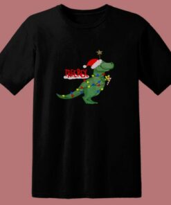 Christmas Tree T Rex Funny Parody 80s T Shirt