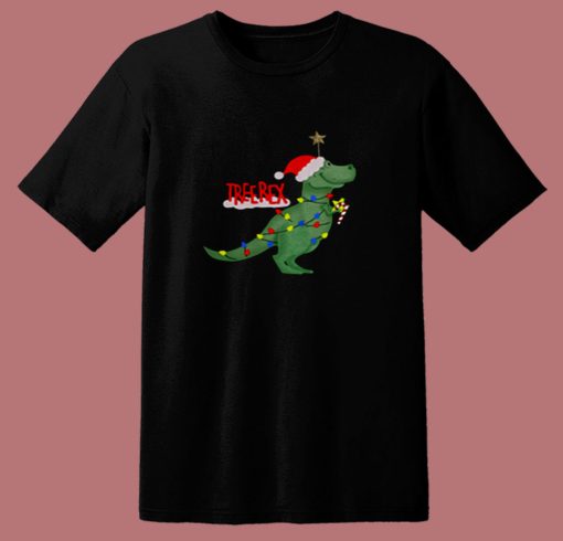 Christmas Tree T Rex Funny Parody 80s T Shirt