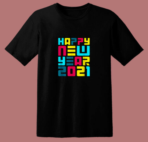 Colorful Futuristic Happy New Year 80s T Shirt