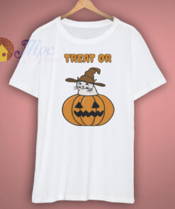 Crying Cat Meme In Pumpkin For Halloween T Shirt 1