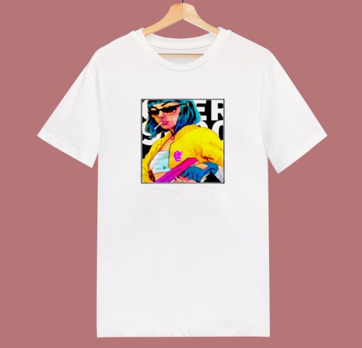 Cyber Punk Bad Ass Girl Female Gunner Pop Art Warhol Lichtenstein Pop Culture 80s T Shirt