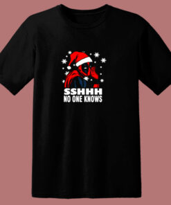 Deadpool Christmas Sshh No One Knows 80s T Shirt