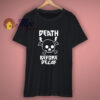Death Before Decaf Metal Skull Lightning T-Shirt