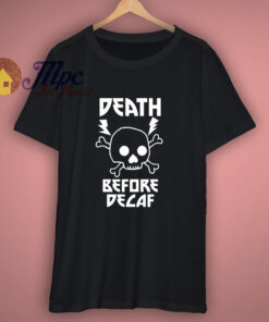 Death Before Decaf Metal Skull Lightning T-Shirt Death Before Decaf Metal Skull Lightning T-Shirt