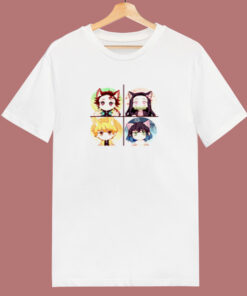 Demon Slayer Tanjiro Nezuko Zenitsu Inosuke Cute Chibi Art 80s T Shirt Demon Slayer Tanjiro Nezuko Zenitsu Inosuke Cute Chibi Art 80s T Shirt