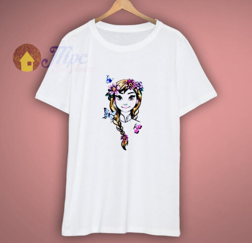 Disney Frozen Anna Illustrated Boho Flowers Graphic T Shirt