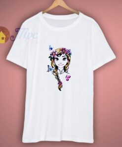 Disney Frozen Anna Illustrated Boho Flowers Graphic T Shirt