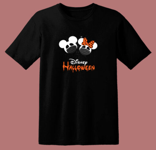 Disney Mickey And Minnie Halloween Quarantine Mask On Fun Together Holiday 007 80s T Shirt