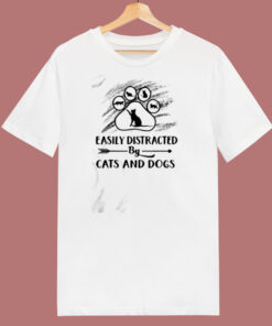 Easily Distracted By Cat And Dogs 80s T Shirt Easily Distracted By Cat And Dogs 80s T Shirt