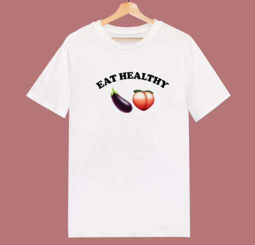 Eat Healthy Eggplant And Peach T Shirt Style