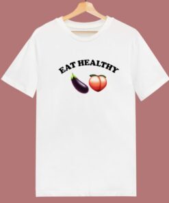 Eat Healthy Eggplant And Peach T Shirt Style