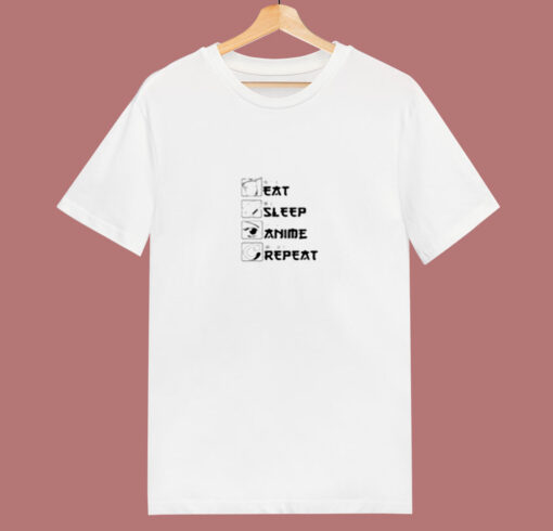 Eat Sleep Anime Repeat 80s T Shirt