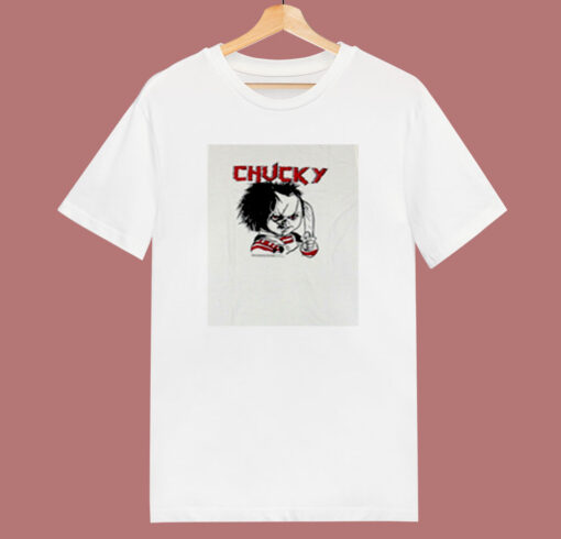 Evil Chucky Posed With Knife Drawing Image 80s T Shirt