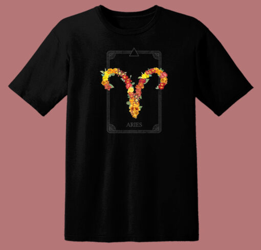 Floral Zodiac Sign Aries 80s T Shirt Style