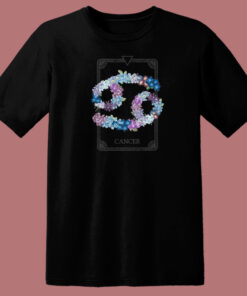 Floral Zodiac Sign Cancer 80s T Shirt Style
