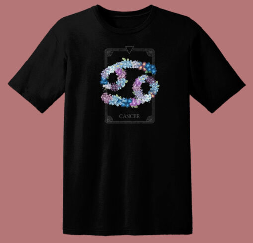Floral Zodiac Sign Cancer 80s T Shirt Style
