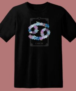 Floral Zodiac Sign Cancer 80s T Shirt Style