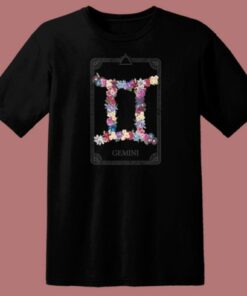 Floral Zodiac Sign Gemini 80s T Shirt Style