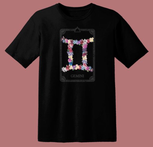 Floral Zodiac Sign Gemini 80s T Shirt Style