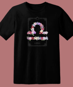 Floral Zodiac Sign Libra 80s T Shirt Style