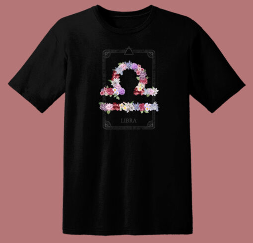 Floral Zodiac Sign Libra 80s T Shirt Style