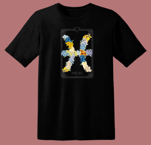 Floral Zodiac Sign Pisces 80s T Shirt Style