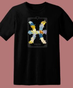 Floral Zodiac Sign Pisces 80s T Shirt Style
