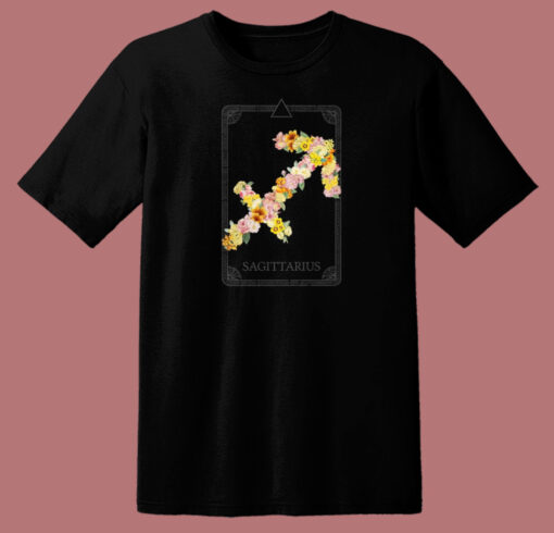 Floral Zodiac Sign Sagittarius 80s T Shirt Style