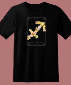 Floral Zodiac Sign Sagittarius 80s T Shirt Style
