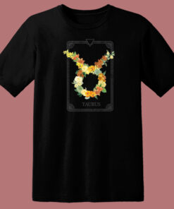 Floral Zodiac Sign Taurus 80s T Shirt Style