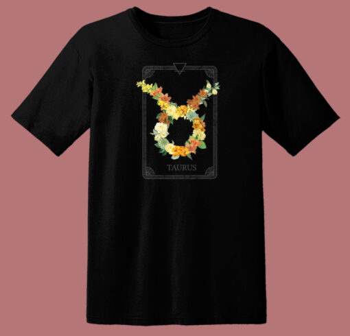 Floral Zodiac Sign Taurus 80s T Shirt Style