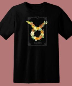 Floral Zodiac Sign Taurus 80s T Shirt Style