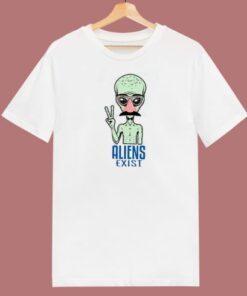 Funny Aliens Exist 80s T Shirt Style