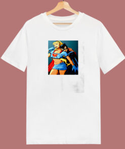 Funny Batgirl Grab Boobs Sexy Supergirl 80s T Shirt